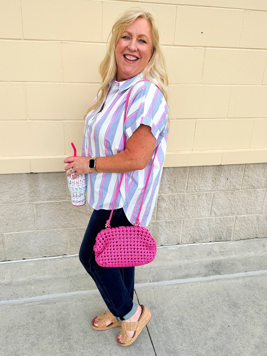 {FINAL SALE} Seaside Stripe Dolman Top - The Pink Pineapple 850