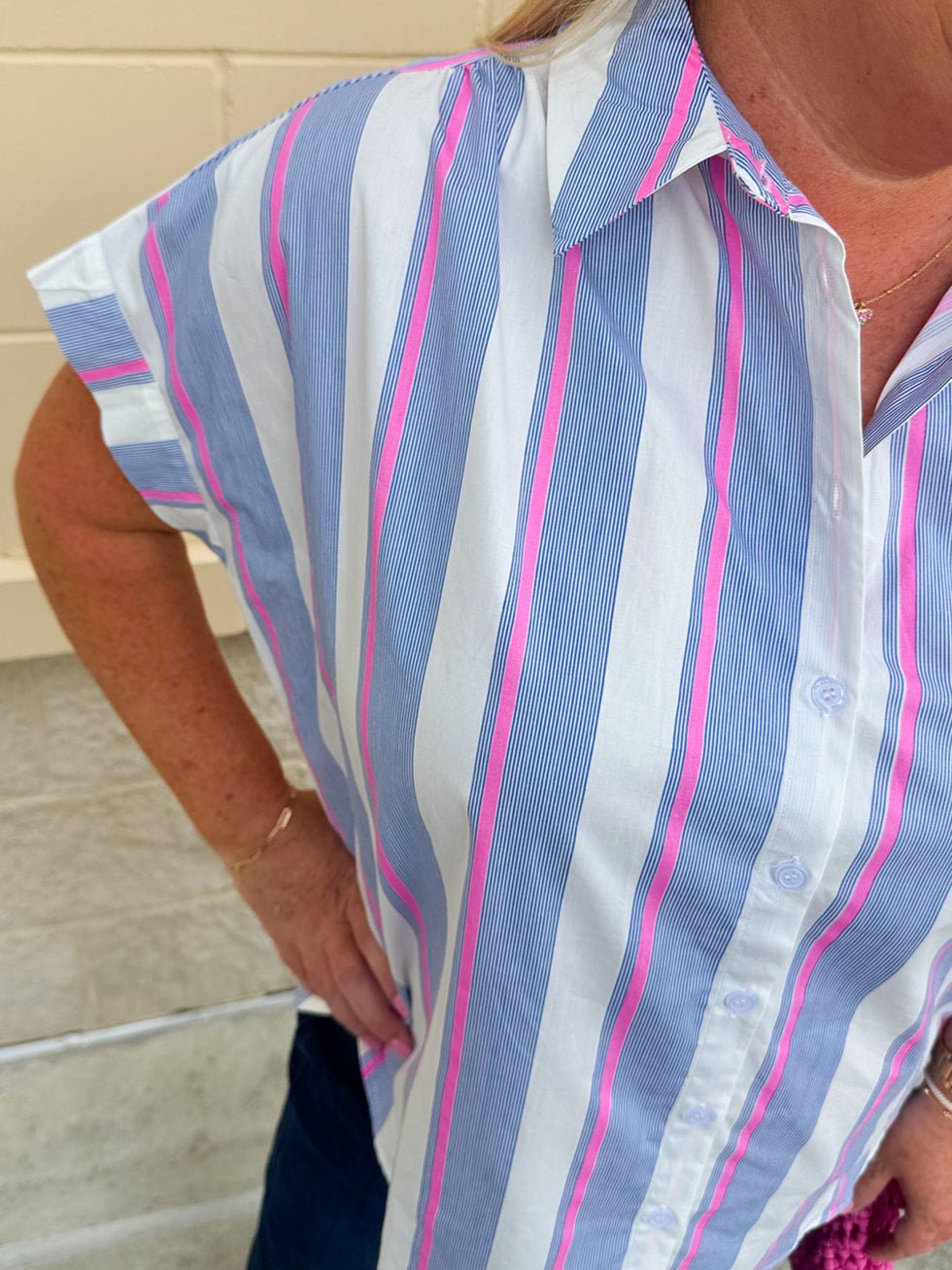 {FINAL SALE} Seaside Stripe Dolman Top - The Pink Pineapple 850