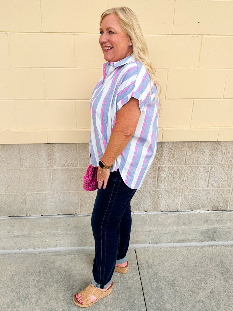 {FINAL SALE} Seaside Stripe Dolman Top - The Pink Pineapple 850