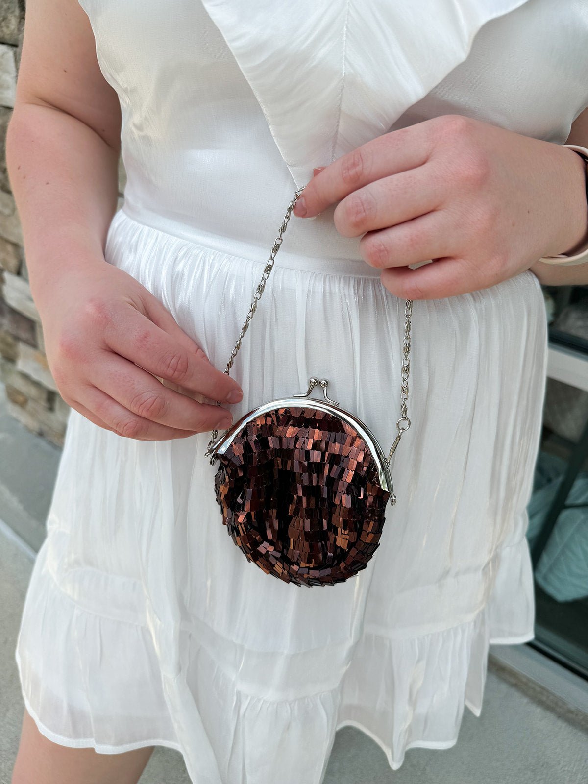 {FINAL SALE} Sequin Mini Coin Purse - Bronze - The Pink Pineapple 850