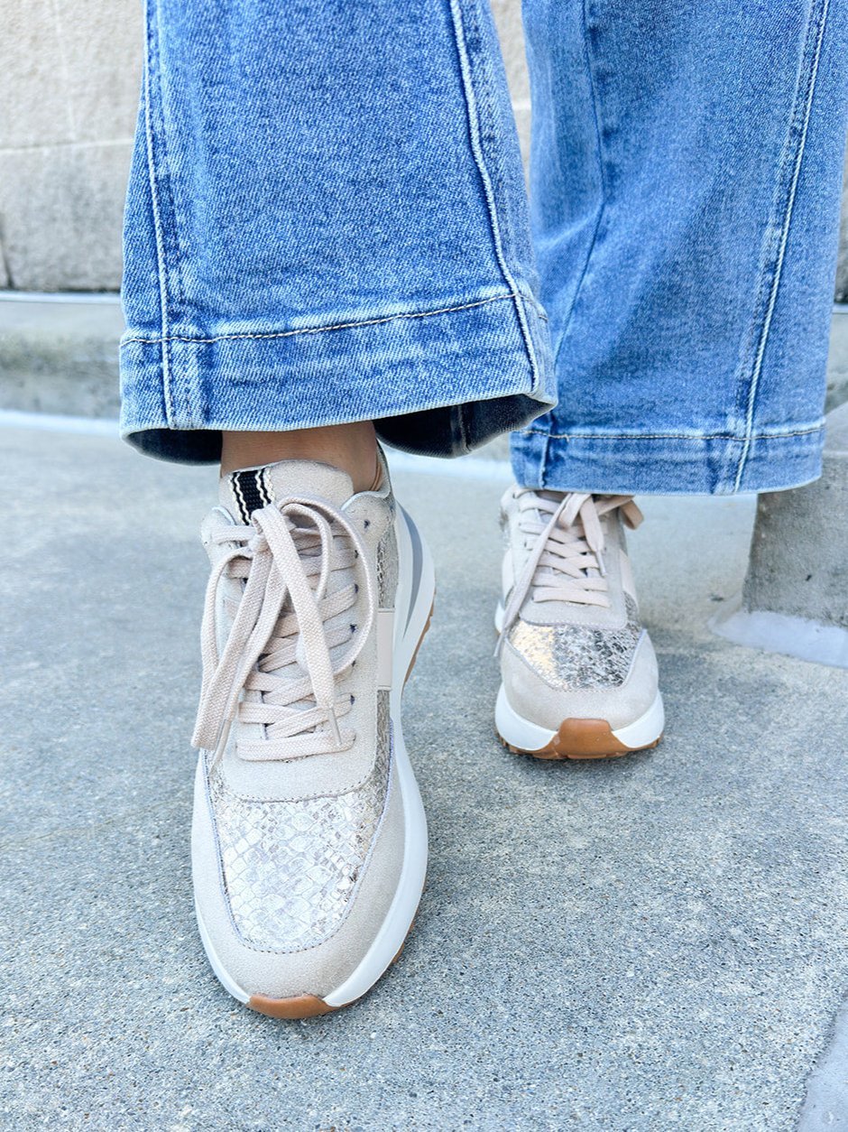 {FINAL SALE} Shu Shop Serafina Sneakers in Gold Snake - The Pink Pineapple 850