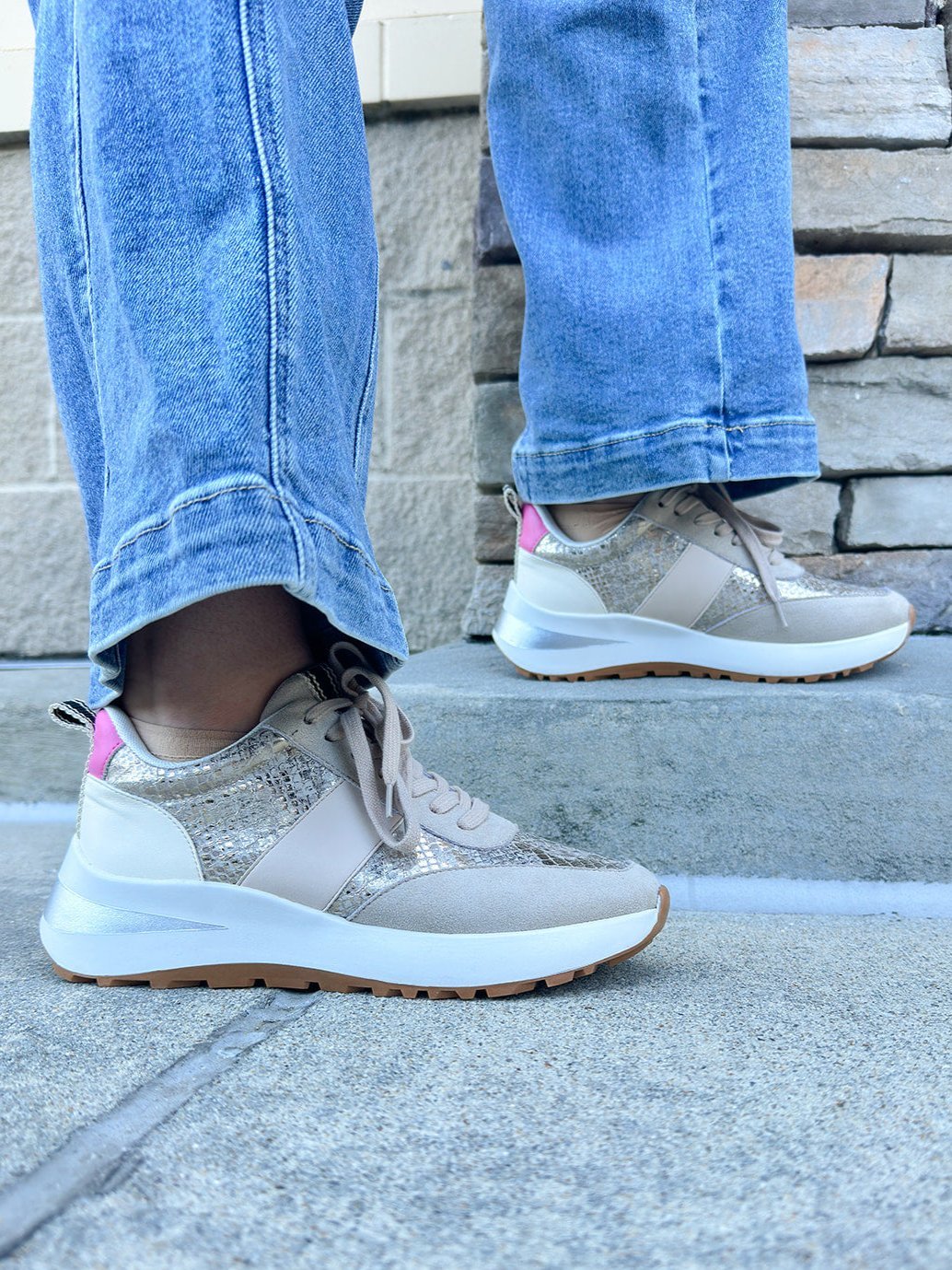 {FINAL SALE} Shu Shop Serafina Sneakers in Gold Snake - The Pink Pineapple 850