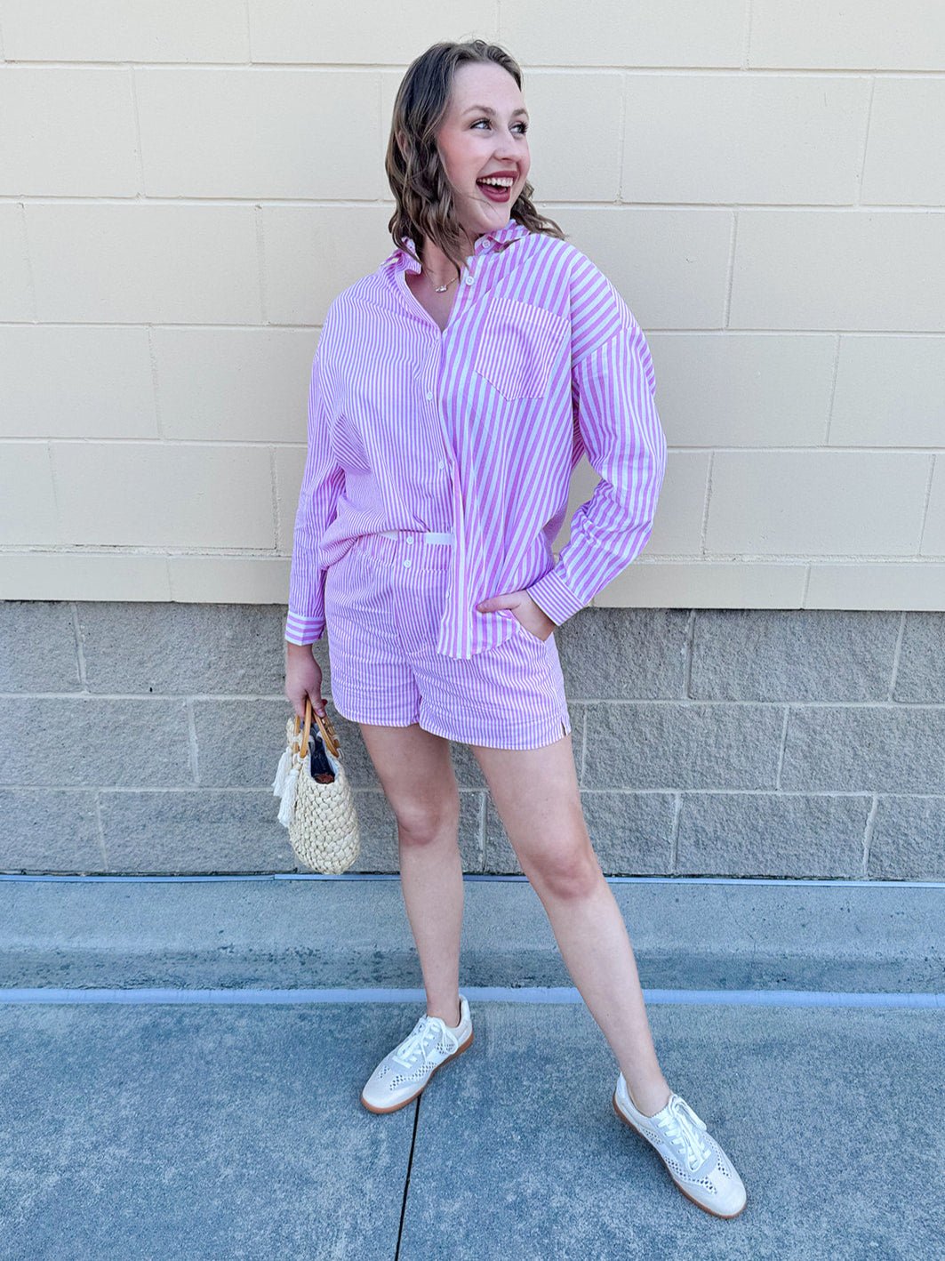 {FINAL SALE} Stripe to Meet You Button Detail Shorts - The Pink Pineapple 850