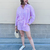 {FINAL SALE} Stripe to Meet You Button Detail Shorts - The Pink Pineapple 850