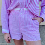 {FINAL SALE} Stripe to Meet You Button Detail Shorts - The Pink Pineapple 850