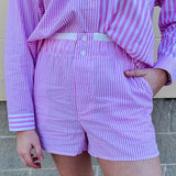 {FINAL SALE} Stripe to Meet You Button Detail Shorts - The Pink Pineapple 850