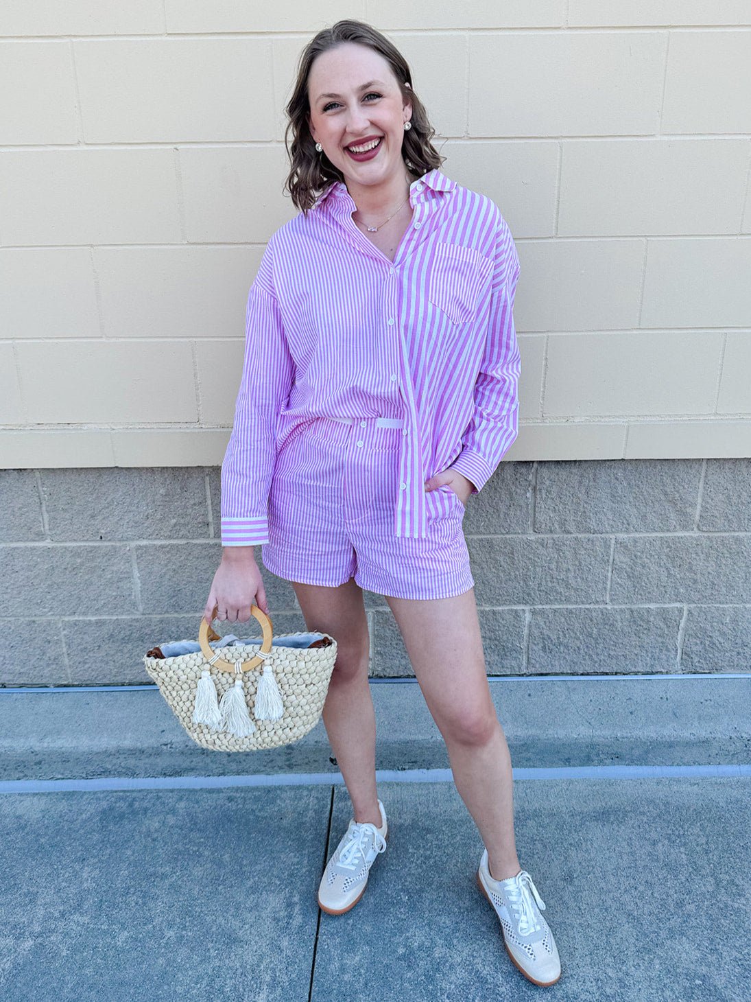 {FINAL SALE} Stripe to Meet You Button Detail Shorts - The Pink Pineapple 850