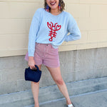 {FINAL SALE} Sun - Drenched Striped Denim Shorts - The Pink Pineapple 850