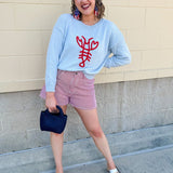 {FINAL SALE} Sun - Drenched Striped Denim Shorts - The Pink Pineapple 850