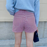 {FINAL SALE} Sun - Drenched Striped Denim Shorts - The Pink Pineapple 850