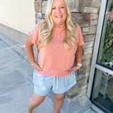 {FINAL SALE} Sunny Pier Chambray Denim Shorts - Curvy - The Pink Pineapple 850