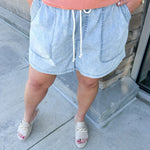 {FINAL SALE} Sunny Pier Chambray Denim Shorts - Curvy - The Pink Pineapple 850