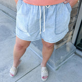 {FINAL SALE} Sunny Pier Chambray Denim Shorts - Curvy - The Pink Pineapple 850