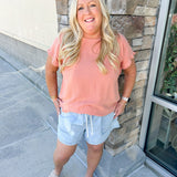 {FINAL SALE} Sunny Pier Chambray Denim Shorts - Curvy - The Pink Pineapple 850