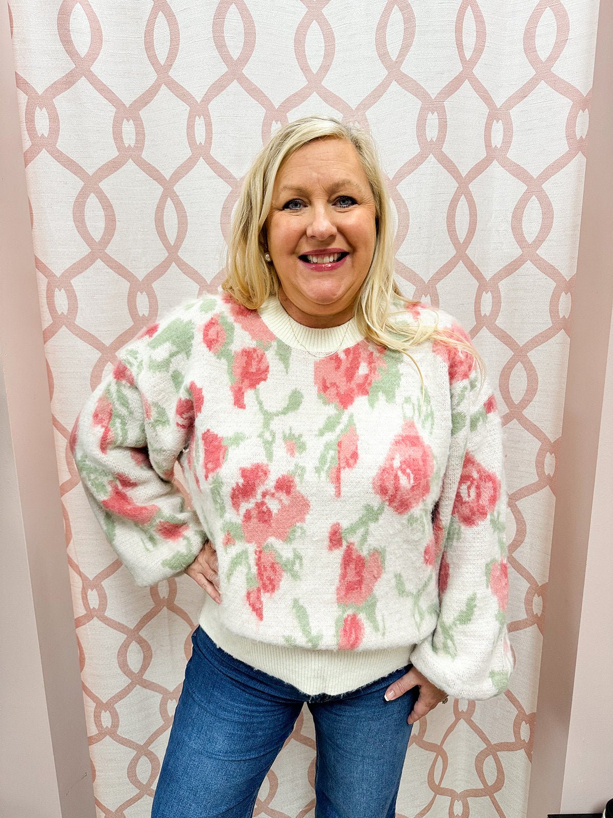 {FINAL SALE} Sweet Perspective Floral Sweater Knit Top in Ivory - The Pink Pineapple 850