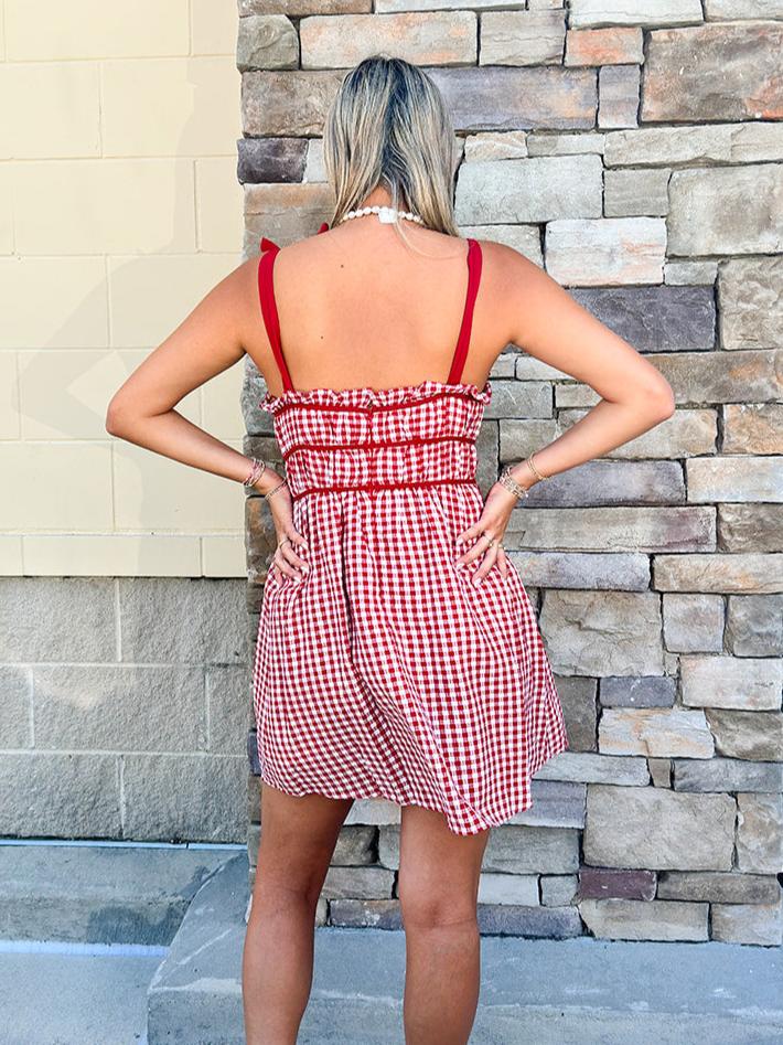 [FINAL SALE] Tailgate Cutie Gingham Dress - The Pink Pineapple 850