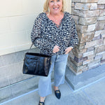 [FINAL SALE] Tea Garden Leopard Long Sleeve Blouse - The Pink Pineapple 850