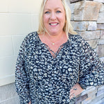 [FINAL SALE] Tea Garden Leopard Long Sleeve Blouse - The Pink Pineapple 850