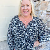 [FINAL SALE] Tea Garden Leopard Long Sleeve Blouse - The Pink Pineapple 850