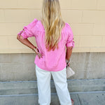 {FINAL SALE} Terrace Blooms Pleated Top in Candy Pink - The Pink Pineapple 850