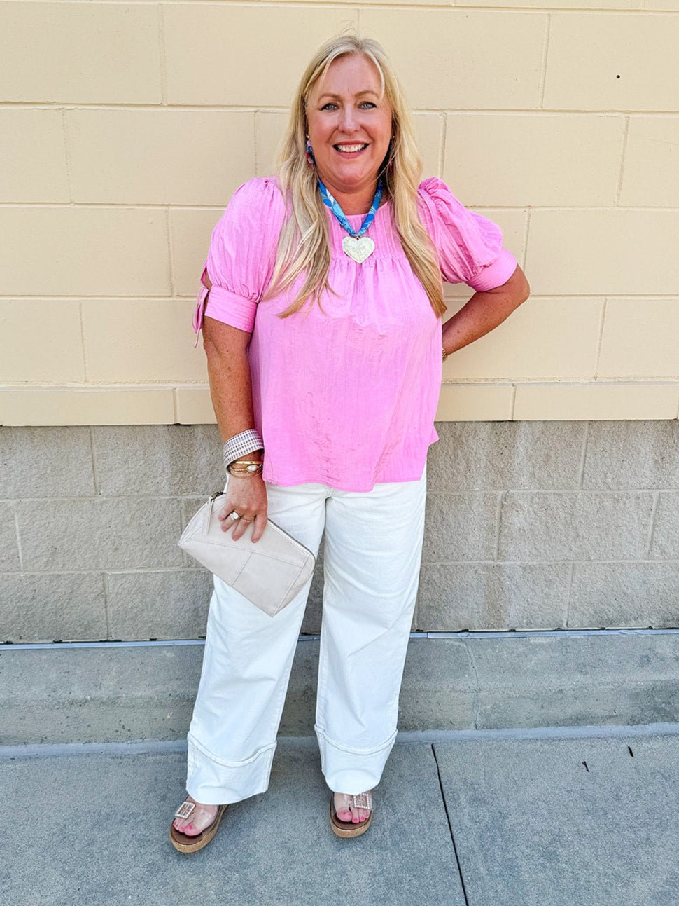 {FINAL SALE} Terrace Blooms Pleated Top in Candy Pink - The Pink Pineapple 850