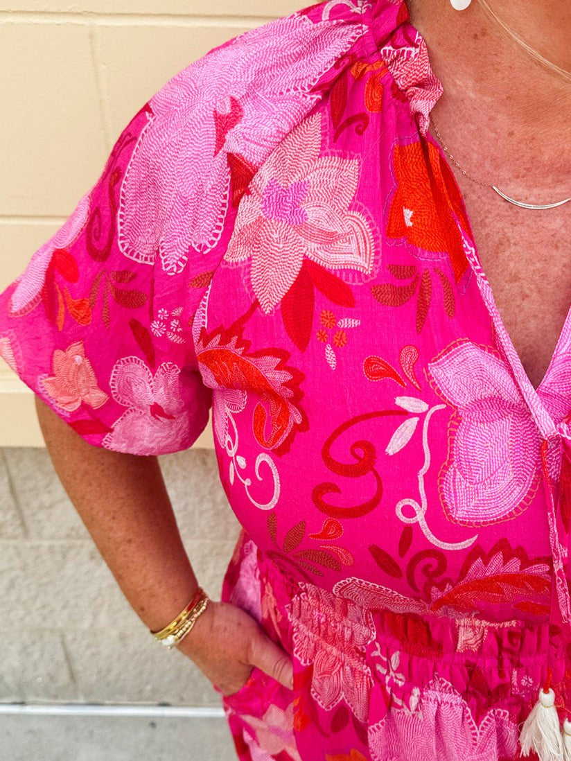 {FINAL SALE} [THML] Blushing Garden Tiered Maxi Dress - The Pink Pineapple 850