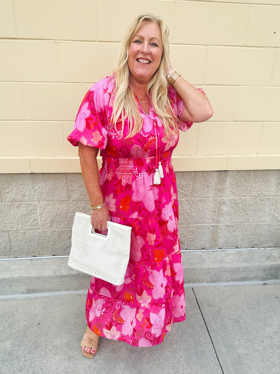 {FINAL SALE} [THML] Blushing Garden Tiered Maxi Dress - The Pink Pineapple 850