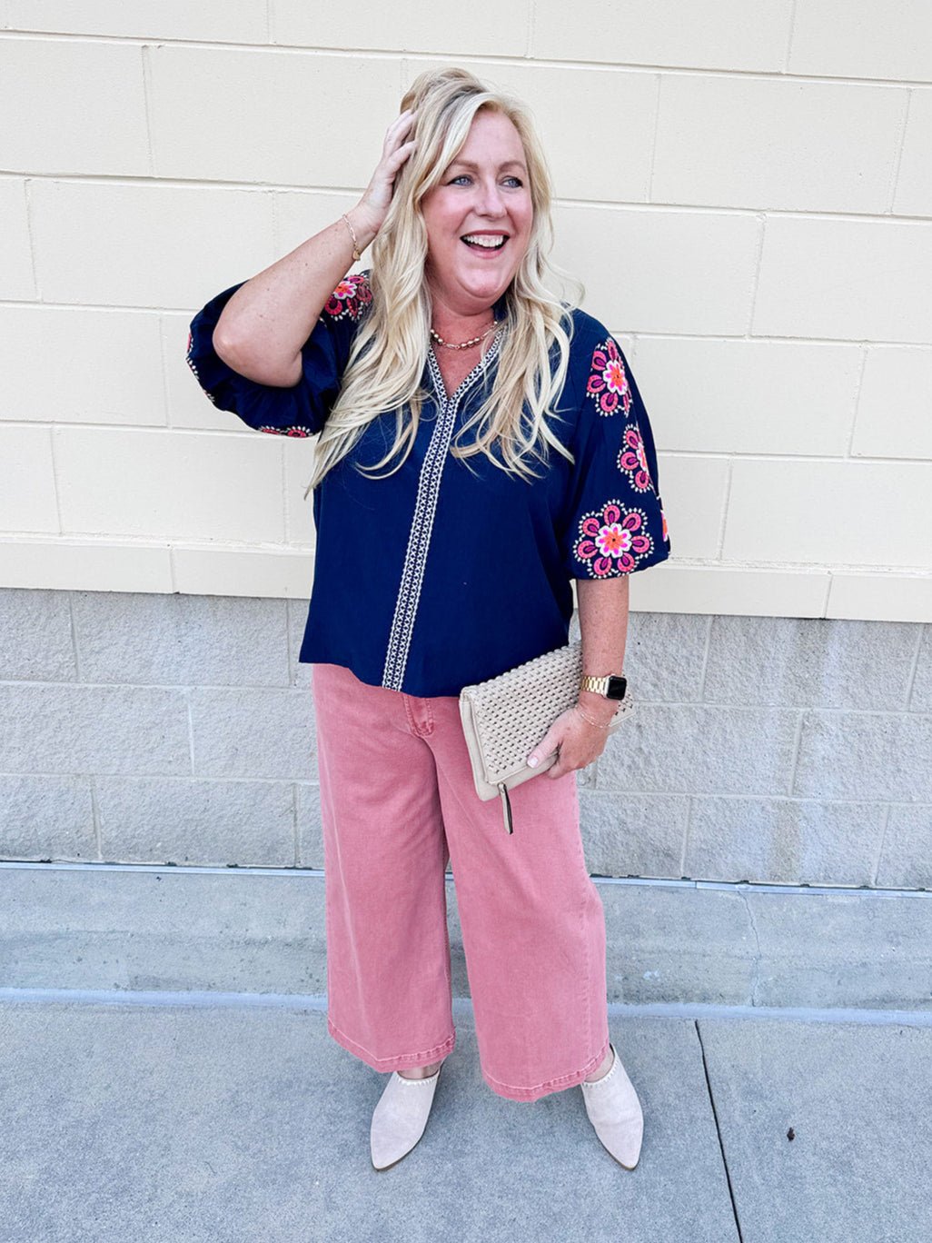 {FINAL SALE} [THML] Navy Nectar Blouse - The Pink Pineapple 850