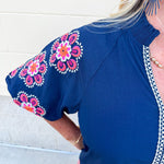 {FINAL SALE} [THML] Navy Nectar Blouse - The Pink Pineapple 850