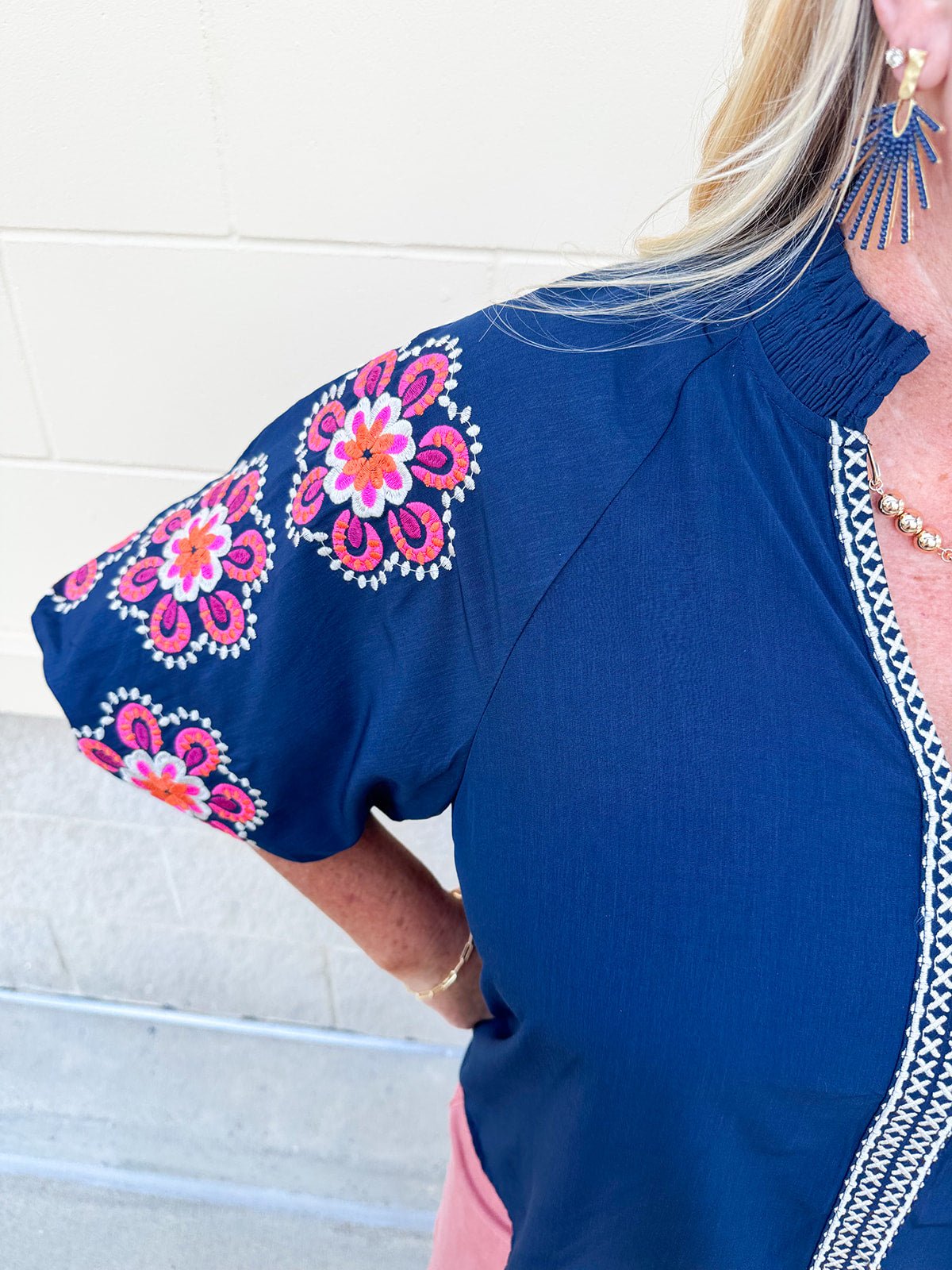 {FINAL SALE} [THML] Navy Nectar Blouse - The Pink Pineapple 850