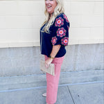 {FINAL SALE} [THML] Navy Nectar Blouse - The Pink Pineapple 850