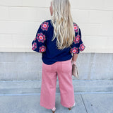 {FINAL SALE} [THML] Navy Nectar Blouse - The Pink Pineapple 850