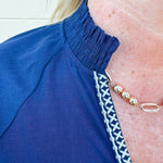 {FINAL SALE} [THML] Navy Nectar Blouse - The Pink Pineapple 850