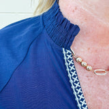 {FINAL SALE} [THML] Navy Nectar Blouse - The Pink Pineapple 850