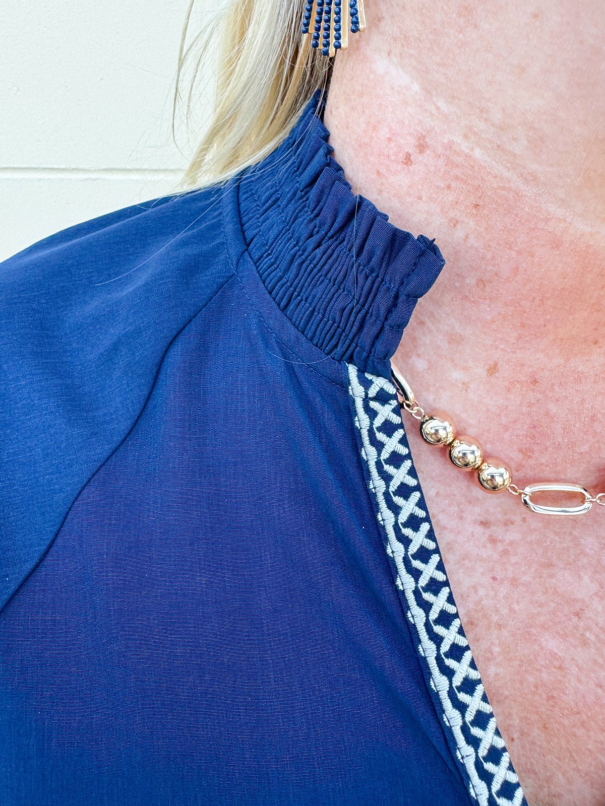 {FINAL SALE} [THML] Navy Nectar Blouse - The Pink Pineapple 850