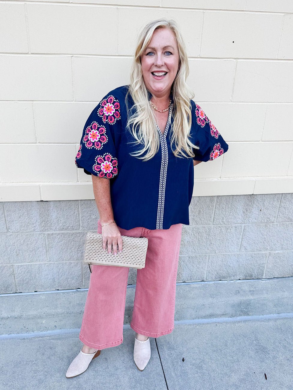 {FINAL SALE} [THML] Navy Nectar Blouse - The Pink Pineapple 850