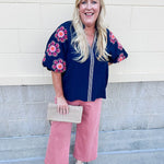 {FINAL SALE} [THML] Navy Nectar Blouse - The Pink Pineapple 850