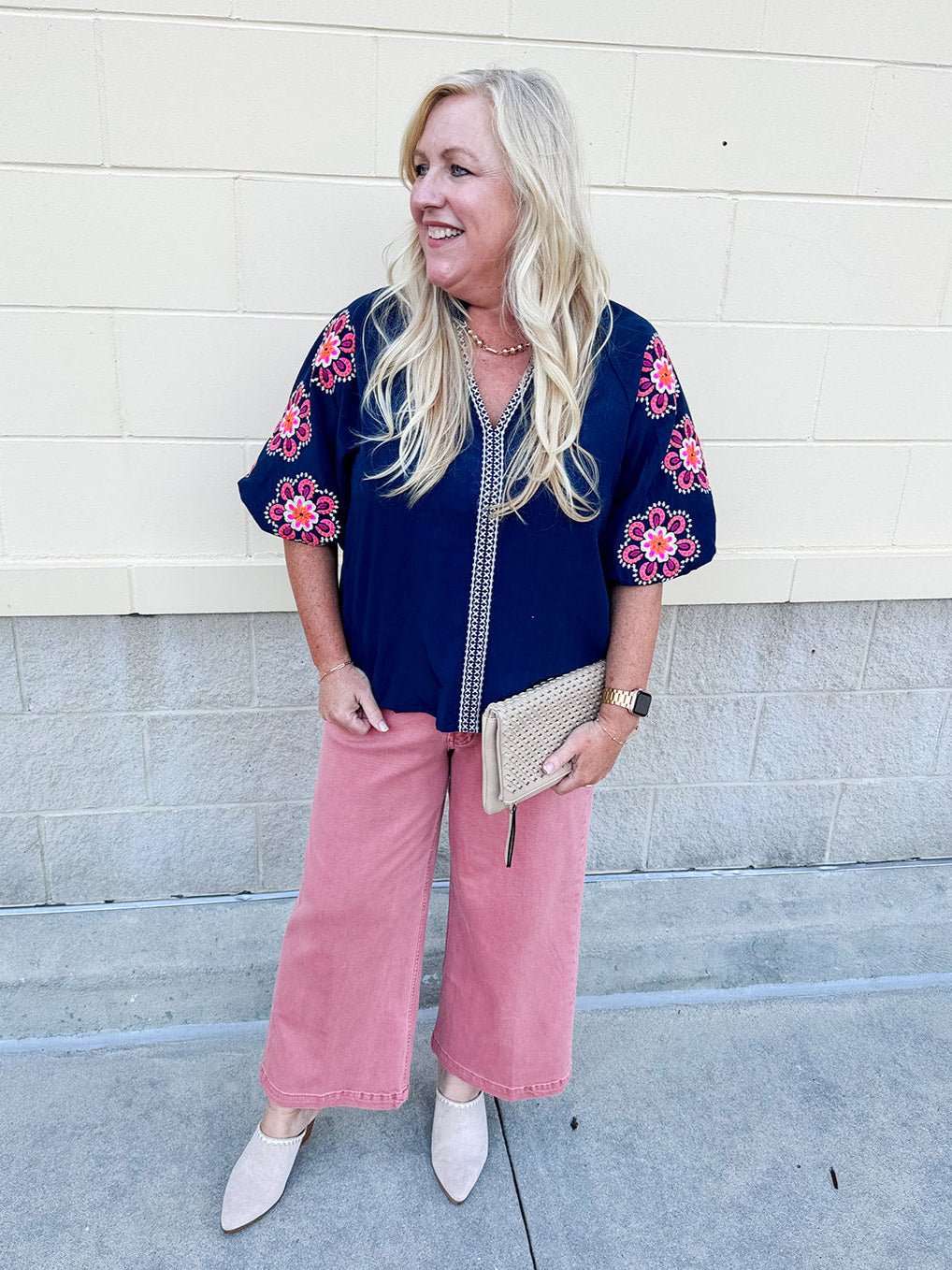 {FINAL SALE} [THML] Navy Nectar Blouse - The Pink Pineapple 850