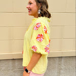 {FINAL SALE} [THML] Sunny Blooms Puff Sleeve Top - The Pink Pineapple 850