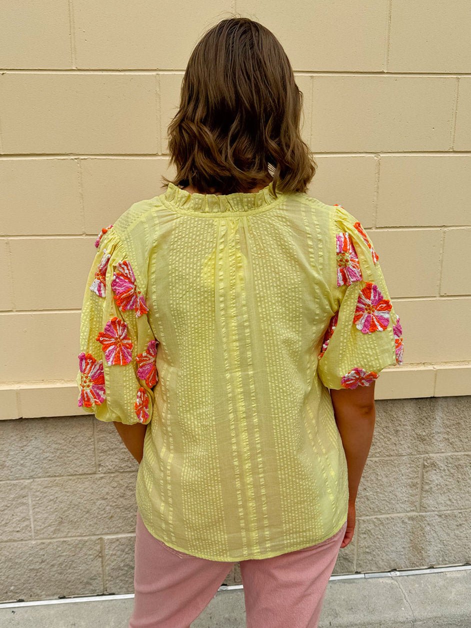 {FINAL SALE} [THML] Sunny Blooms Puff Sleeve Top - The Pink Pineapple 850