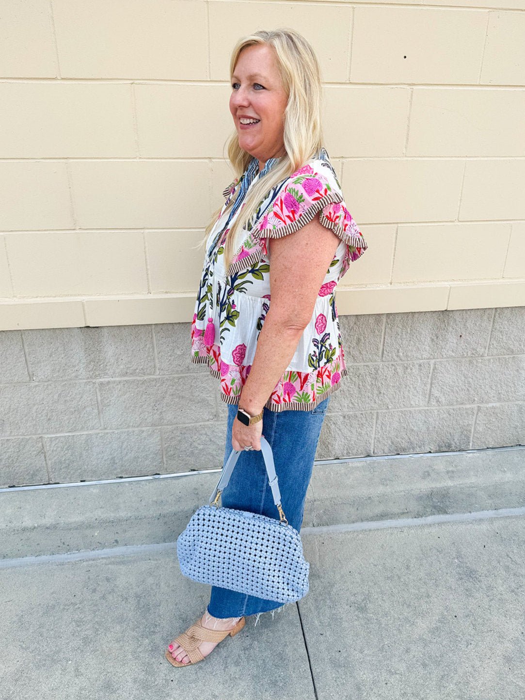 [FINAL SALE] [THML] Veranda Bloom Flutter Sleeve Top - The Pink Pineapple 850