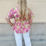 {FINAL SALE} Tropic Allure Babydoll Top - The Pink Pineapple 850