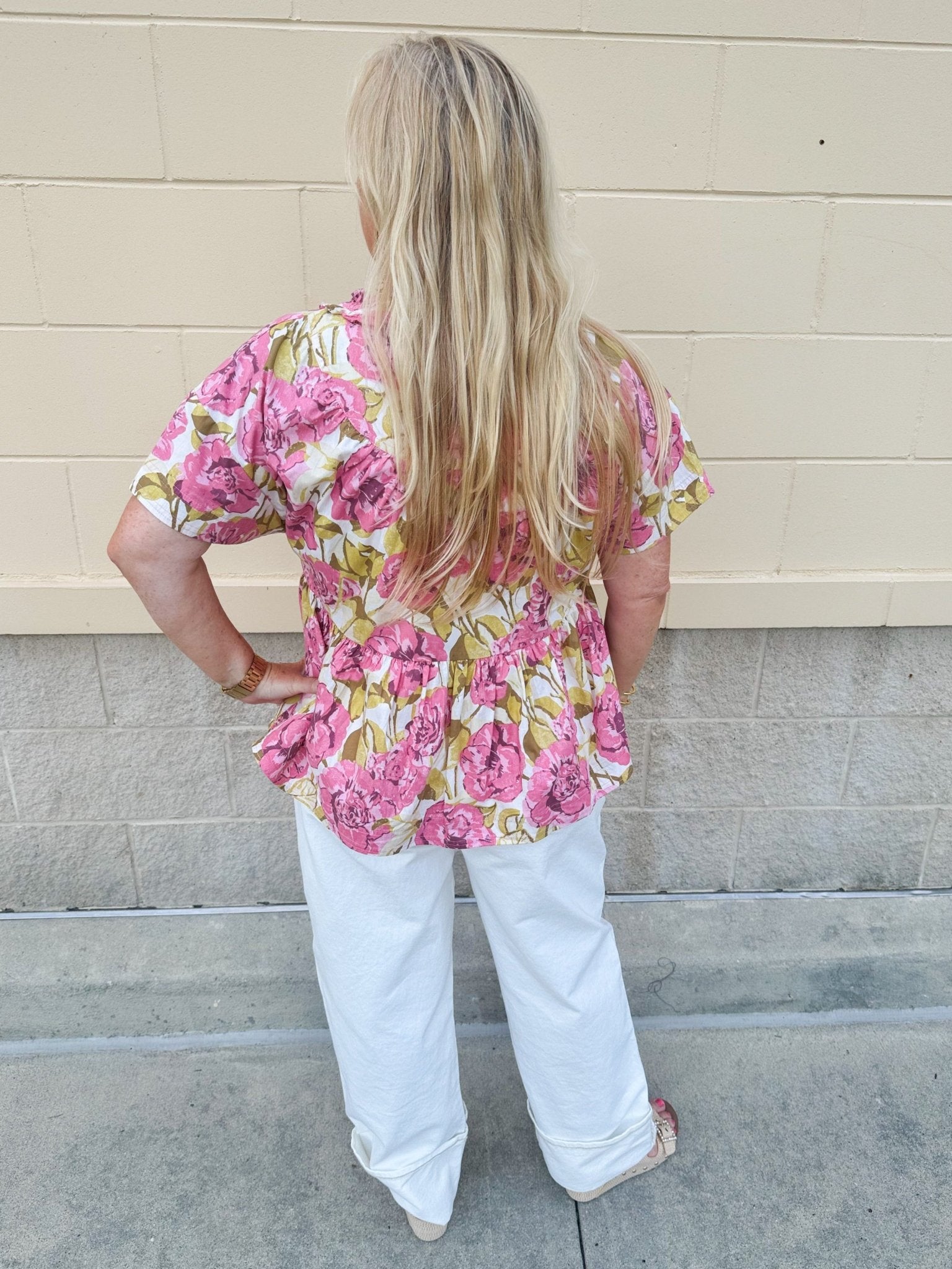 {FINAL SALE} Tropic Allure Babydoll Top - The Pink Pineapple 850