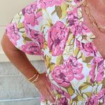 {FINAL SALE} Tropic Allure Babydoll Top - The Pink Pineapple 850