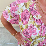 {FINAL SALE} Tropic Allure Babydoll Top - The Pink Pineapple 850