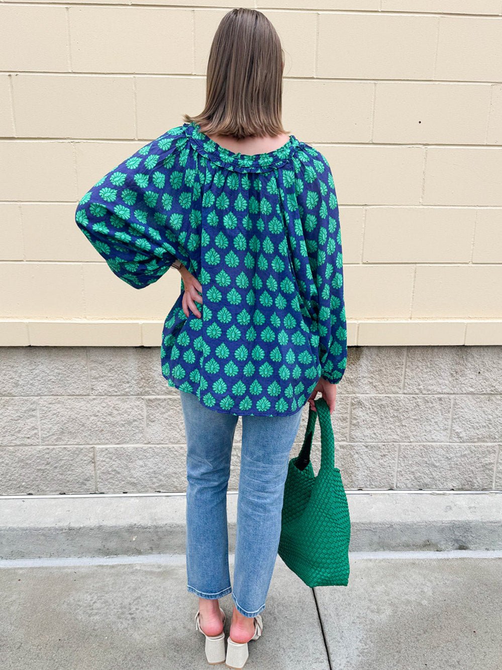 {FINAL SALE} Verdant Whisper Tie - Neck Blouse - The Pink Pineapple 850