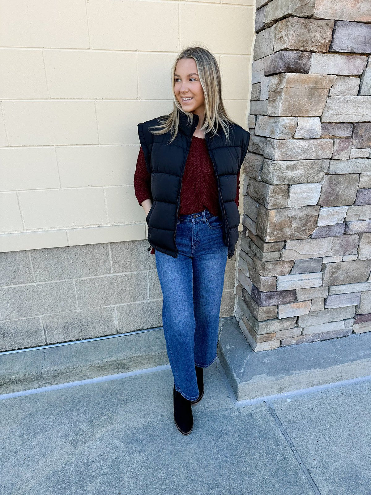 {FINAL SALE} Warm Wishes Black High Neck Puffer Vest - The Pink Pineapple 850