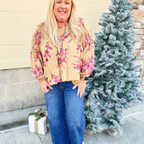 {FINAL SALE} Weekend Living Floral Gauze Top - The Pink Pineapple 850