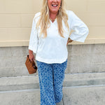 {FINAL SALE} Wildflower Whisper Chenille Palazzo Jeans - The Pink Pineapple 850