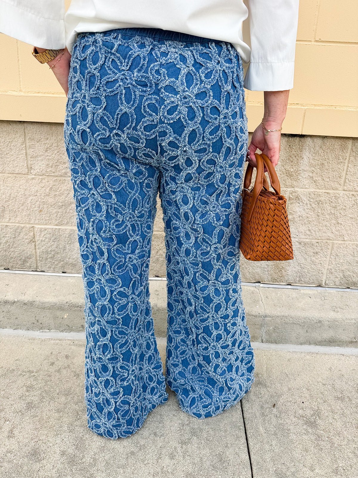 {FINAL SALE} Wildflower Whisper Chenille Palazzo Jeans - The Pink Pineapple 850